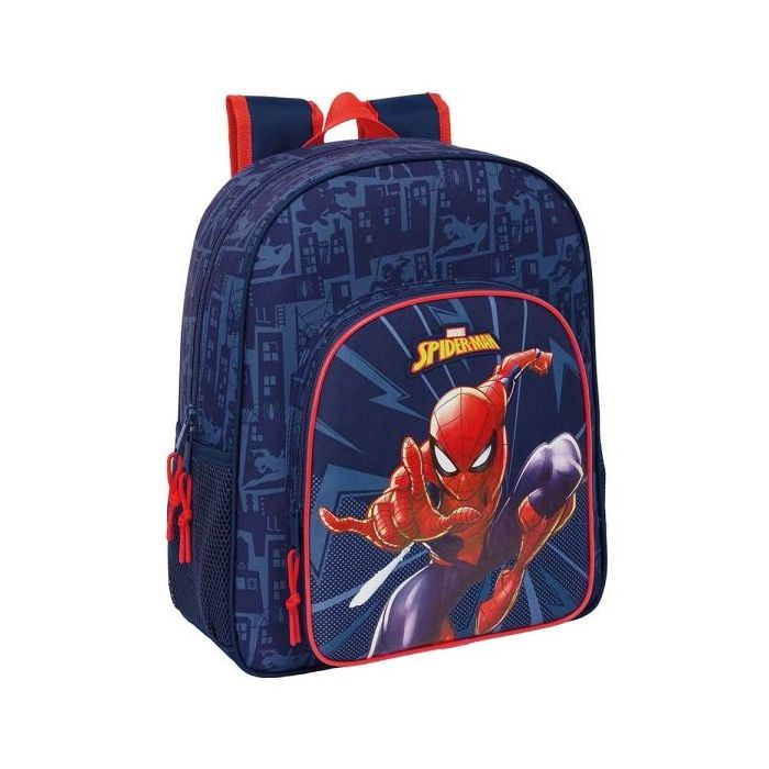 Safta Spider-Man Mochila - Adaptable a Carro - Portabotellas - Doble Tirador en Cremallera - Hombreras Ergonomicas Acolchadas - Asa de Mano Superior - 15L - 320x120x380mm - Color Azul Marino