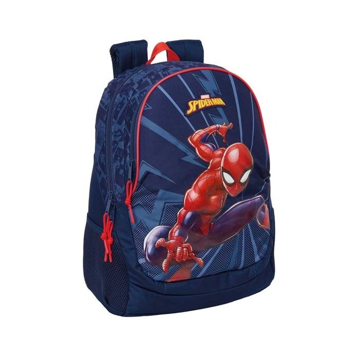 Safta Spider-Man Mochila Adaptable a Carro - Bolsillos Laterales - Dos Compartimentos - Cremalleras Dobles - Hombreras Acolchadas - Asa Superior - 23L - 320x160x440mm - Color Azul Marino