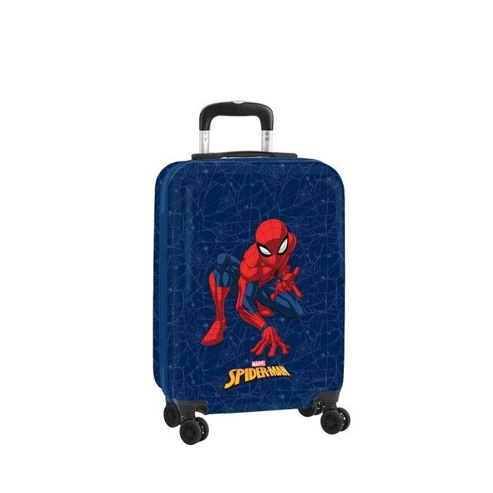 Safta Spider-Man Maleta Trolley de Cabina 20” - Cierre con Candado - Interior Forrado y Bolsillos - Ruedas Giratorias - Material Resistente ABS y PC - 40.10L - 345x200x550mm - Color Azul Marino