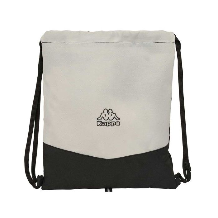 Safta Kappa Grey Saco Plano - Bolsillo con Cremallera - Cierre con Cordones - 5L - Ligero y Compacto - 350x10x400mm - Color Negro y Gris