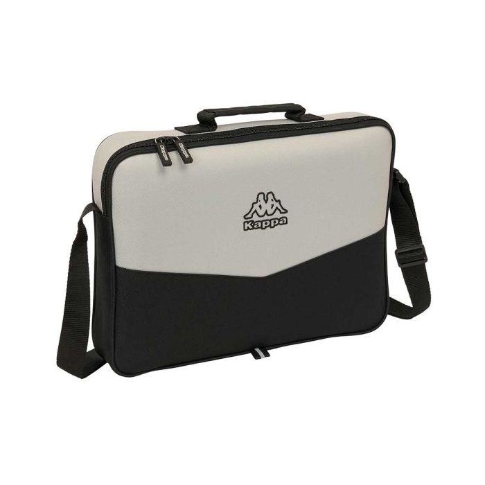 Safta Kappa Grey Maletin con Cremallera - Bandolera Ajustable - Asa Forrada - Doble Tirador - Fondo Semirigido - 6L - 380x60x280mm - Color Negro y Gris