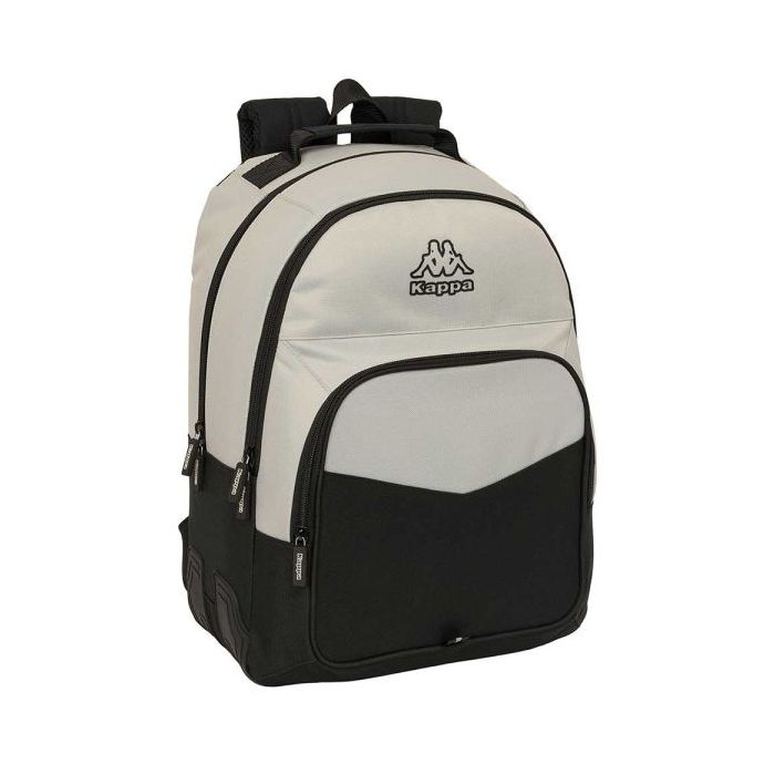 Safta Kappa Grey Mochila con 2 Compartimentos - Antirozaduras - Adaptable a Carro - Bolsillo Frontal - Portabotellas - Tirador Doble - Hombreras Ergonomicas - 320x150x420mm - Color Negro y Gris
