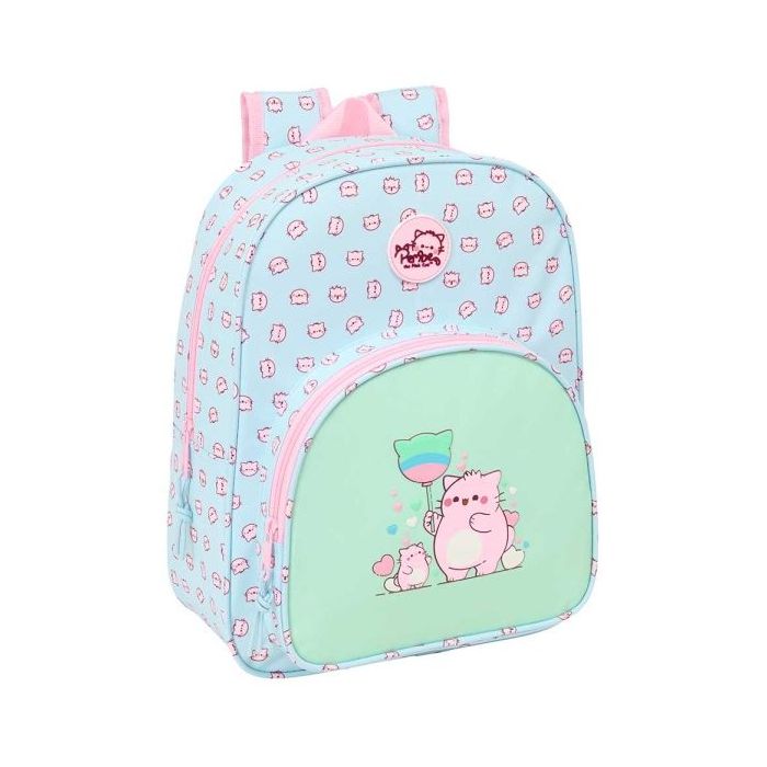 Safta Pembe The Pink Cat Mochila Infantil - Adaptable a Carro - Portabotellas - Hombreras Ergonomicas - Bolsillo Frontal - 10L - 260x110x340mm - Color Azul Claro