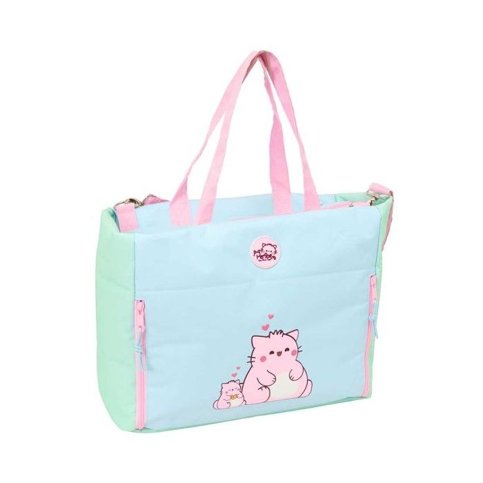 Safta Pembe The Pink Cat Maletin para Portatil hasta 14.1" - Cremallera - Bolsillos Frontales - Hombrera Ajustable y Extraible - 28.46L - 400x170x310mm - Color Azul Claro