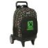 Safta Minecraft Mochila con Carro - Extraible - Bolsillo Frontal - Ruedas Antivibracion - Asa Acolchada Superior - Carro de Polipropileno - Base Reforzada - 33L - 330x220x450mm - Color Negro