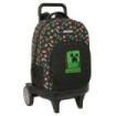 Safta Minecraft Mochila con Carro - Extraible - Bolsillo Frontal - Ruedas Antivibracion - Asa Acolchada Superior - Carro de Polipropileno - Base Reforzada - 33L - 330x220x450mm - Color Negro