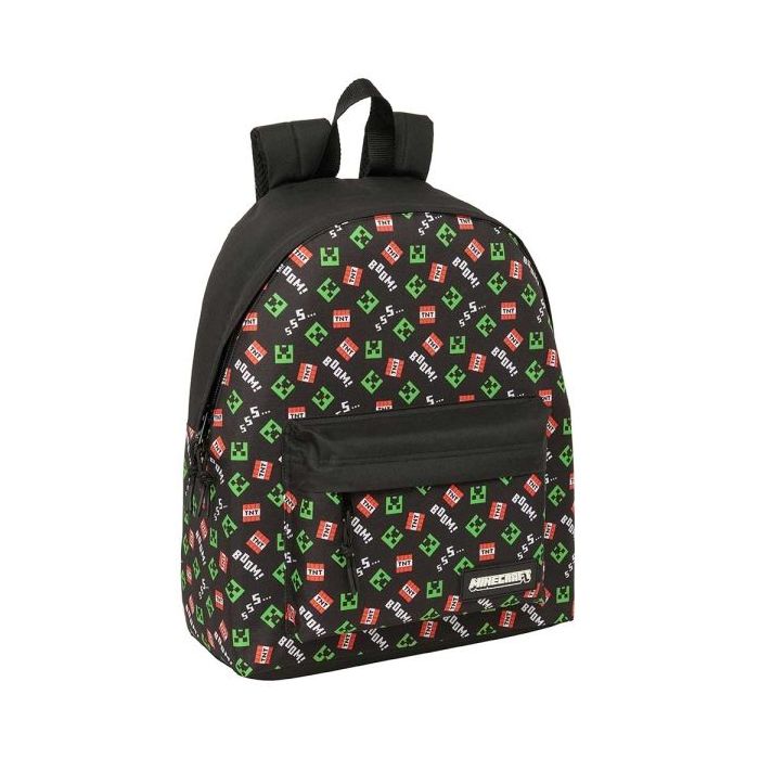 Safta Minecraft Mochila - Bolsillo Frontal - Hombreras Acolchadas - Doble Tirador en Cremallera - Asa Superior - 20.80L - 330x150x420mm - Color Negro