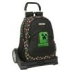 Safta Minecraft Mochila con Carro - Portabotellas - Dos Compartimentos Grandes - Tirador Doble - Hombreras y Espalda Acolchadas - Asa de Mano - Mochila Extraible - 22.5L - 320x160x440mm - Color Negro