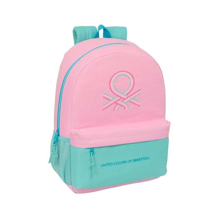 Safta Benetton Dolce Mochila Adaptable a Carro - Bolsillos Laterales - Doble Tirador en Cremallera - Ergonomia Acolchada - Asa Superior - 19L - 300x140x460mm - Color Rosa Pastel