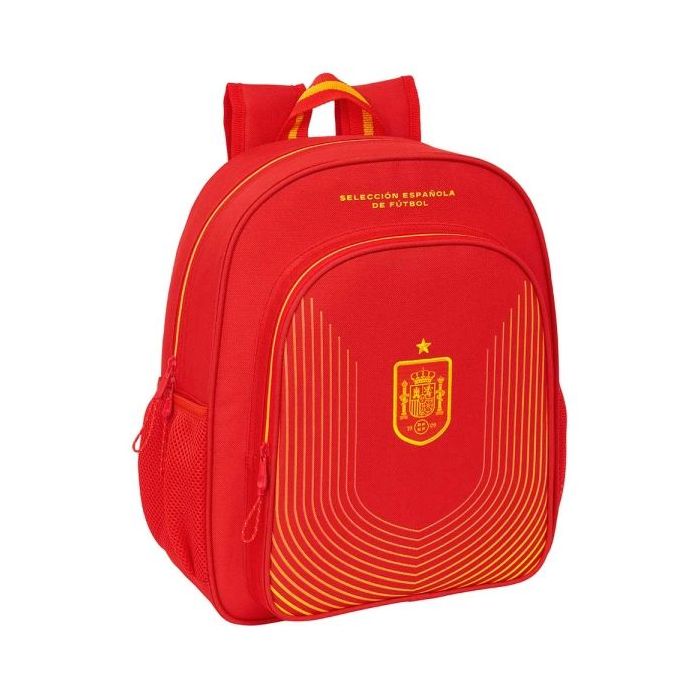 Safta Seleccion Española de Futbol Mochila - Adaptable a Carro - Portabotellas - Tirador Doble - Hombreras Acolchadas - Espalda Ergonomica - Asa Superior - 320x120x380mm - Color Rojo