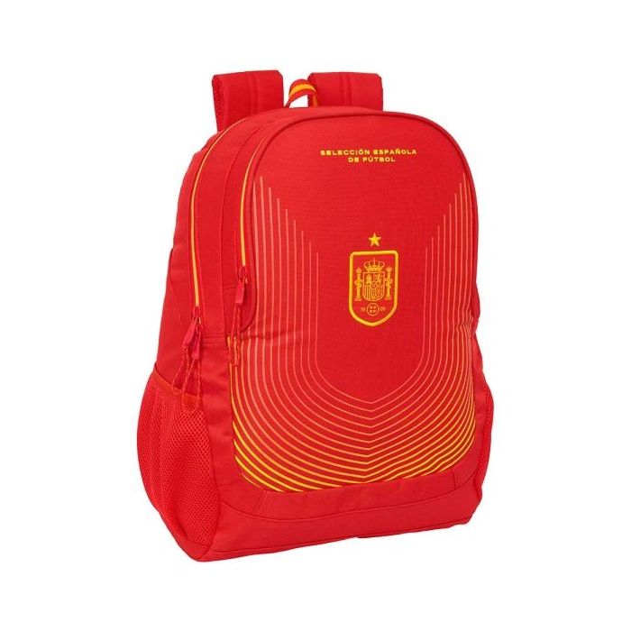 Safta Seleccion Española de Futbol Mochila Adaptable a Carro - Portabotellas - Dos Compartimentos - Tirador Doble - Hombreras Acolchadas - Asa Superior - 23L - 320x160x440mm - Color Rojo