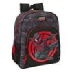 Safta Miles Morales Mochila - Adaptable a Carro - Portabotellas - Tirador Doble - Hombreras Ergonomicas Acolchadas - Bolsillo Frontal - Asa de Mano Superior - 15L - 320x120x380mm - Color Negro y Rojo