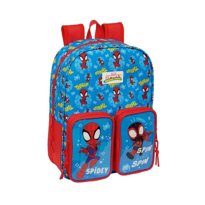 Safta Spidey Mochila Infantil - Adaptable a Carro - Portabotellas - Hombreras Acolchadas - Bolsillo Frontal - Asa de Mano - 10L - 260x110x340mm - Color Rojo y Azul