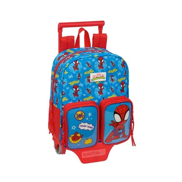 Safta Spidey Mochila con Carro - Tarjeta ID - Bolsillos Grandes - Mochila Extraible - Carro Resistente - Asa Superior - Medidas Abiertas - 6L - 220x100x270mm - Color Rojo y Azul