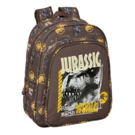 Safta Jurassic World Mochila Infantil - Adaptable a Carro - Portabotellas - Hombreras Acolchadas - Bolsillo Frontal - Asa Superior - 9L - 270x100x330mm - Color Marron