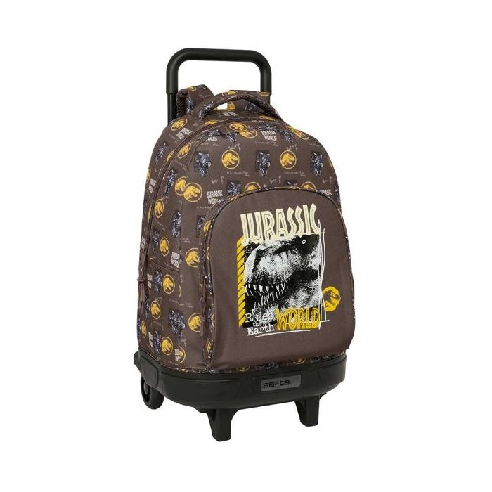 Safta Jurassic World Mochila con Carro - Extraible - Bolsillo Frontal - Portabotellas - Hombreras Acolchadas - Asa Acolchada - Tarjeta ID - Base Reforzada - 33L - 330x220x450mm - Color Marron