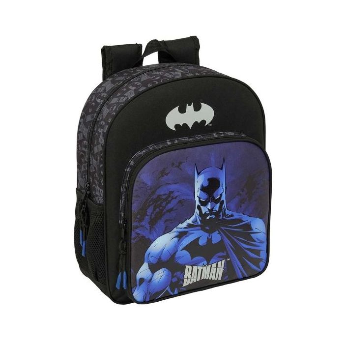 Safta Batman Mochila - Adaptable a Carro - Bolsillos Laterales - Doble Tirador - Hombreras Acolchadas - Bolsillo Frontal - Asa Superior - 15L - 320x120x380mm - Color Negro