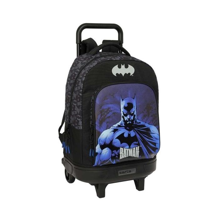 Safta Batman Mochila con Carro - Extraible - Bolsillo Frontal - Portabotellas - Tirador Doble - Hombreras Acolchadas - Asa Acolchada - Tarjeta ID - Bandeja PVC - 330x220x450mm - Color Negro