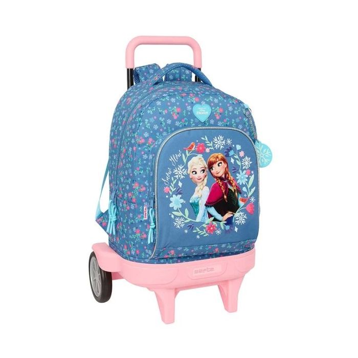 Safta Frozen Mochila con Carro - Extraible - Bolsillo Frontal - Portabotellas - Tirador Doble - Hombreras Acolchadas - Asa Acolchada - Tarjeta ID - Ruedas Antivibracion - 33 L - 330x220x450mm - Color Azul