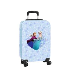 Safta Frozen Maleta Trolley de Cabina 20” - Cierre con Candado - Interior Forrado - Bolsillo de Red - Cintas con PVC - Ruedas Giratorias - Asa Extensible - 345x200x550mm - Color Azul