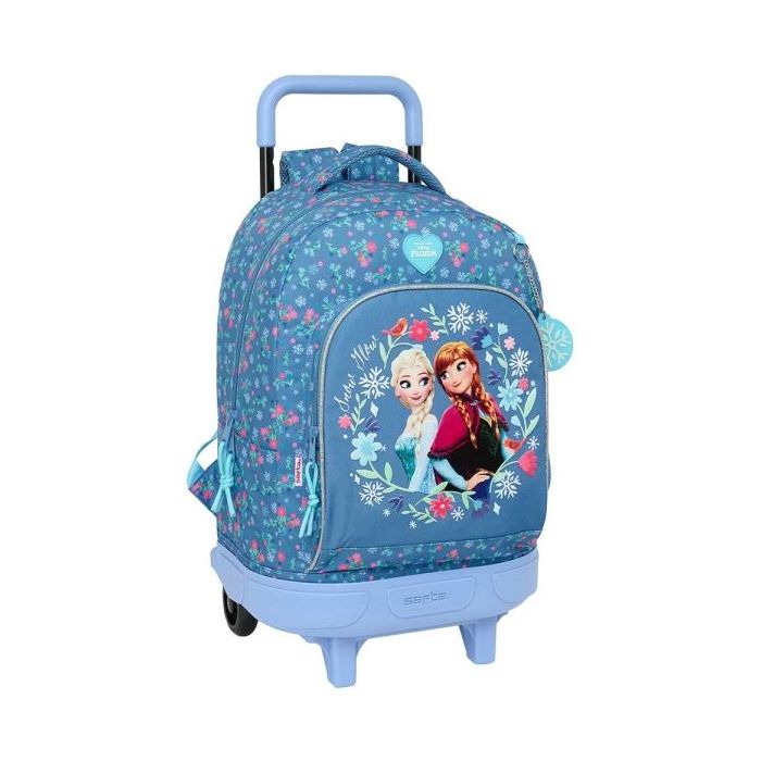 Safta Frozen Mochila con Carro - Extraible - Bolsillo Frontal - Portabotellas - Tirador Doble - Hombreras Acolchadas - Asa Acolchada - Tarjeta ID - Base Reforzada - 33L - 330x220x450mm - Color Azul