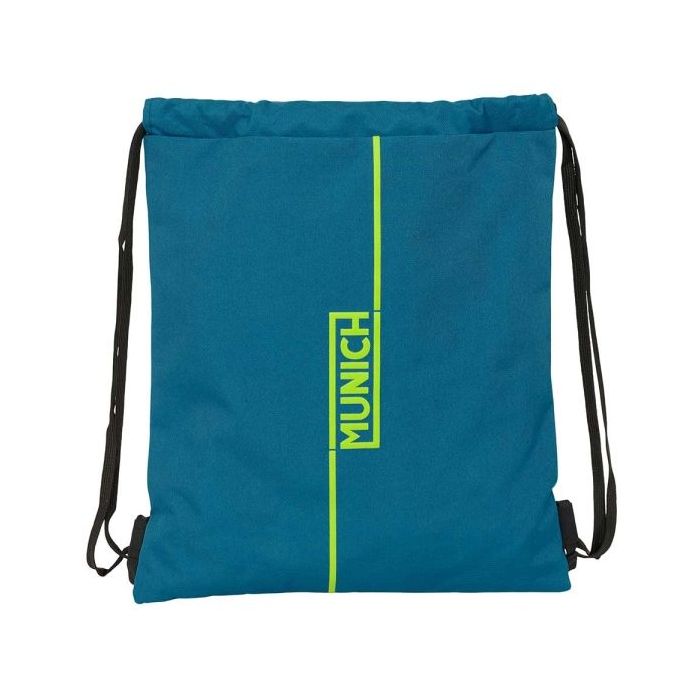 Safta Munich Land Saco Plano - Bolsillo con Cremallera - Cierre con Cordones - 5L - Ligero y Practico - 350x10x400mm - Color Azul Oscuro