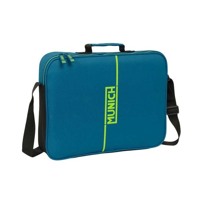 Safta Munich Land Maletin con Cremallera - Bandolera Ajustable - Asa Forrada - Doble Tirador - Fondo Semirigido - 6L - 380x60x280mm - Color Azul Oscuro