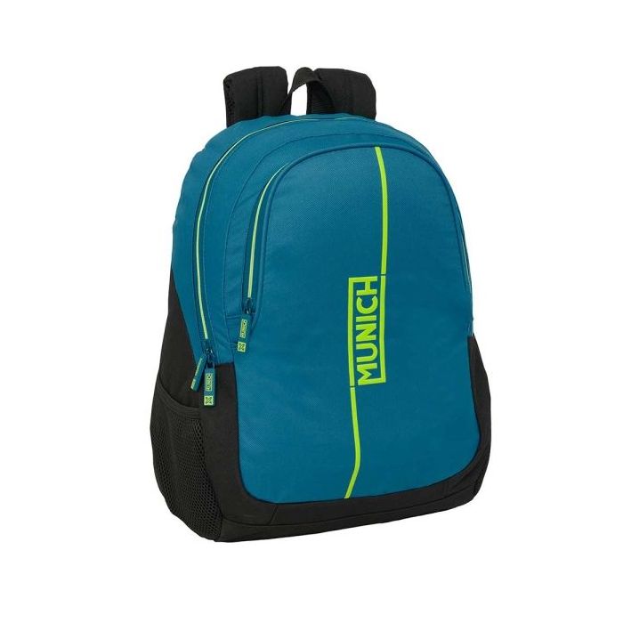 Safta Munich Land Mochila Adaptable a Carro - Portabotellas - Dos Compartimentos Grandes - Tirador Doble - Hombreras Ergonomicas - Asa de Mano - 23L - 320x160x440mm - Color Azul Oscuro