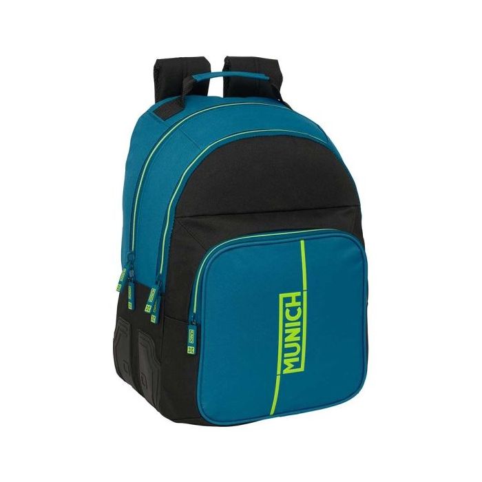 Safta Munich Land Mochila con 2 Compartimentos - Antirozaduras - Adaptable a Carro - Portabotellas - Tirador Doble - Hombreras Acolchadas - 20 L - 320x150x420mm - Color Azul Oscuro