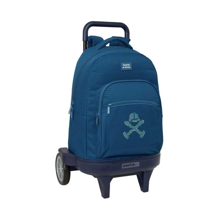 Safta Harper and Neyer Mochila con Carro - 33L - Ruedas Antivibracion - Espalda Acolchada - Bolsillo Lateral - Tarjeta ID - Bandeja PVC - Mochila Extraible - 330x220x450mm - Color Azul Marino
