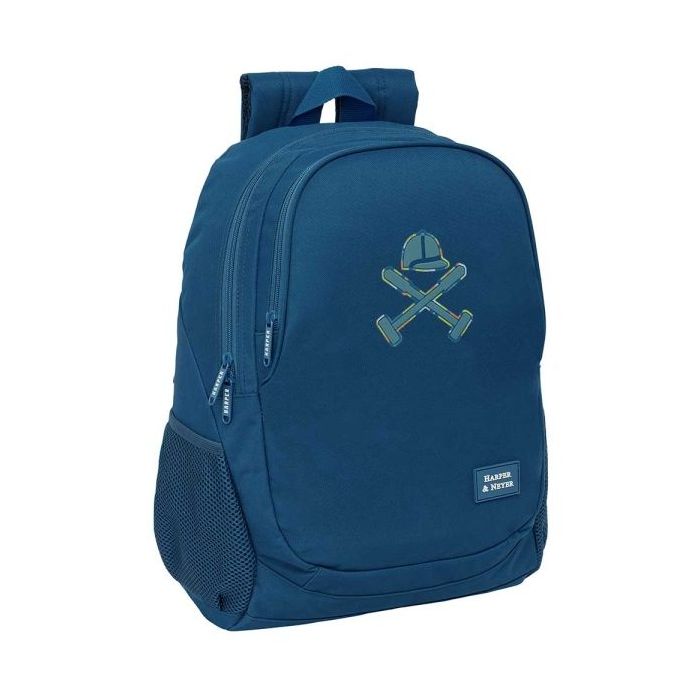 Safta Harper and Neyer Mochila Adaptable a Carro - Portabotellas - Dos Compartimentos Grandes - Tirador Doble - Hombreras Ergonomicas - Asa de Mano Superior - 23L - 320x160x440mm - Color Azul Marino