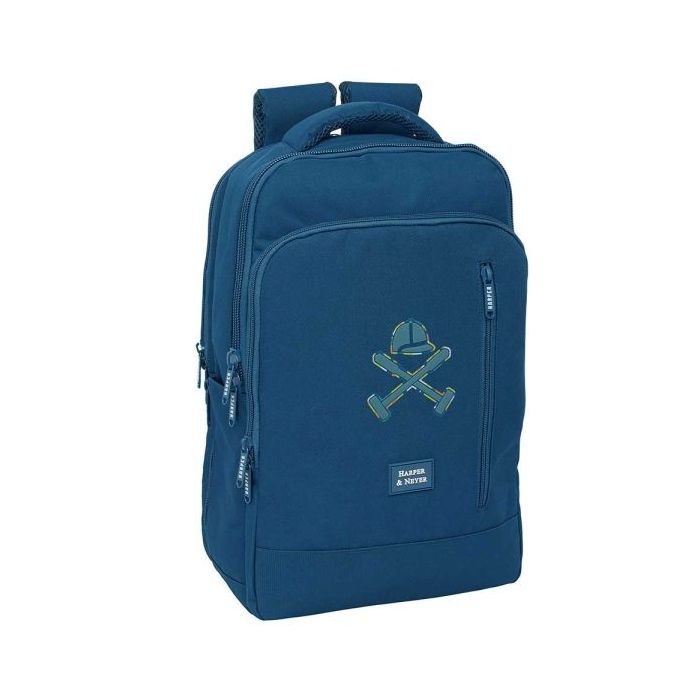 Safta Harper and Neyer Mochila para Portatil hasta 15.6" - Conector USB - Respaldo Acolchado Ergonomico - Portabotellas - Bolsillo Frontal - Tirador Doble - 290x150x440mm - Color Azul Marino
