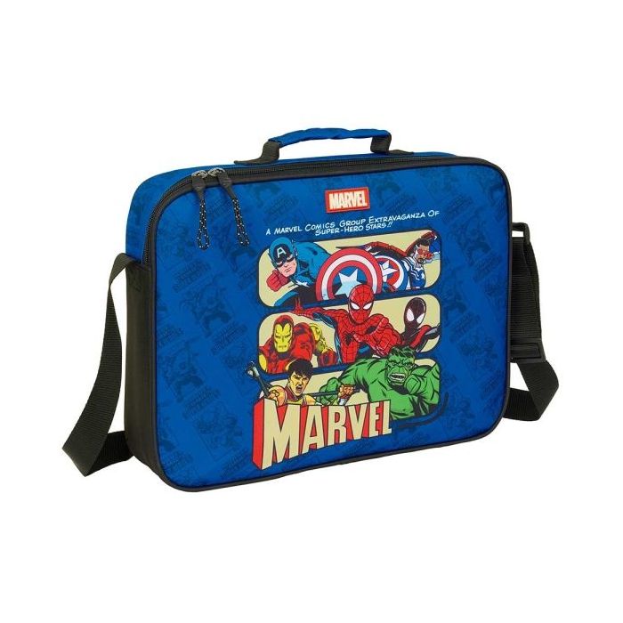 Safta Avengers Maletin con Cremallera - Bandolera Ajustable - Asa Forrada - Doble Tirador Cremallera - Fondo Interior Semirigido - 6L - 380x60x280mm - Color Azul Oscuro