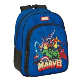 Safta Avengers Mochila Infantil - Adaptable a Carro - Portabotellas - Hombreras Acolchadas - Bolsillo Frontal - Asa de Mano Superior - 9L - 270x100x330mm - Color Azul Oscuro