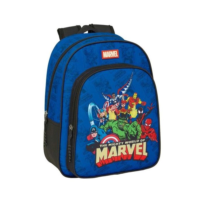 Safta Avengers Mochila Infantil - Adaptable a Carro - Portabotellas - Hombreras Acolchadas - Bolsillo Frontal - Asa de Mano Superior - 9L - 270x100x330mm - Color Azul Oscuro