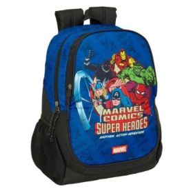 Safta Avengers Mochila Adaptable a Carro - Portabotellas - Dos Compartimentos Grandes - Tirador Doble - Hombreras Ergonomicas - Asa Superior - 23L - 320x160x440mm - Color Azul Oscuro