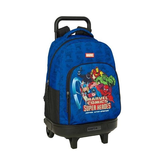 Safta Avengers Mochila con Carro - Extraible - Bolsillo Frontal - Portabotellas - Tirador Doble - Hombreras Acolchadas - Asa Acolchada - Tarjeta ID - 33L - 330x220x450mm - Color Azul Oscuro