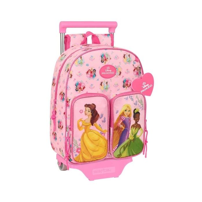 Safta Princesas Disney Mochila con Carro - Bolsillos Laterales - Hombreras Acolchadas - Bolsillo Frontal - Asa Superior - Mochila Extraible - Material Resistente - 10L - 260x110x340mm - Color Rosa