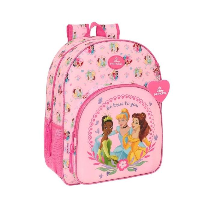 Safta Princesas Disney Mochila Adaptable a Carro - Portabotellas - Doble Tirador en Cremallera - Hombreras Acolchadas - Asa de Mano Superior - 19L - 330x140x420mm - Color Rosa