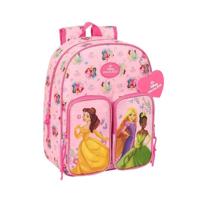 Safta Princesas Disney Mochila Infantil - Adaptable a Carro - Portabotellas - Hombreras Acolchadas - Dos Bolsillos Frontales - Asa Superior - 10L - 260x110x340mm - Color Rosa