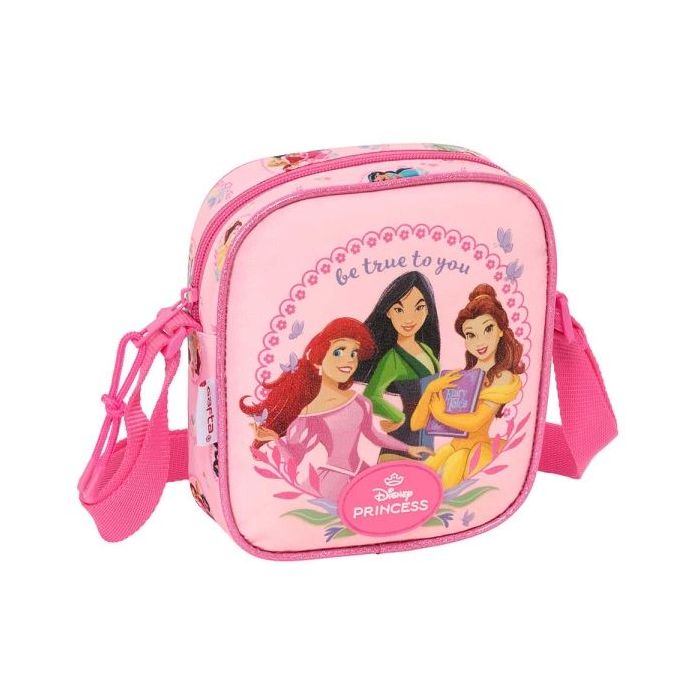 Safta Princesas Disney Bolsito con Bandolera - 1L - Material Duradero - Facil de Limpiar - Atractivo y Magico - 160x40x180mm - Color Rosa