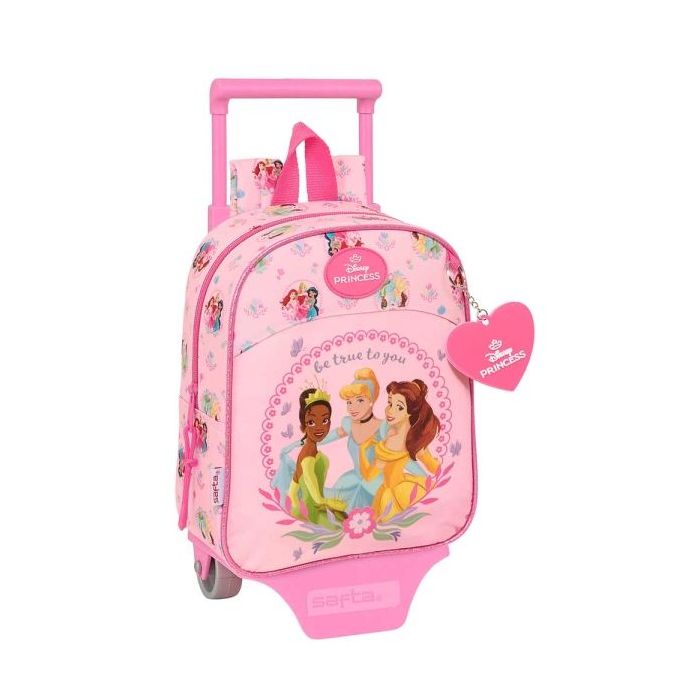 Safta Princesas Disney Mochila con Carro - Tarjeta ID - Asa Superior - Mochila Extraible - Resistente a Materiales - 6L - 220x100x270mm - Color Rosa