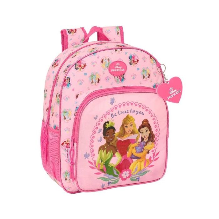 Safta Princesas Disney Mochila - Adaptable a Carro - Bolsillos Laterales - Doble Tirador - Hombreras Acolchadas - Bolsillo Frontal - Asa Superior - 15L - 320x120x380mm - Color Rosa