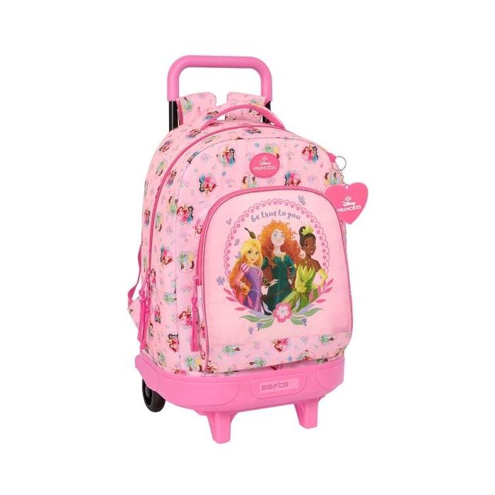 Safta Princesas Disney Mochila con Carro - Extraible - Bolsillo Frontal - Portabotellas - Tirador Doble - Hombreras Acolchadas - Asa Acolchada - Tarjeta ID - 33L - 330x220x450mm - Color Rosa