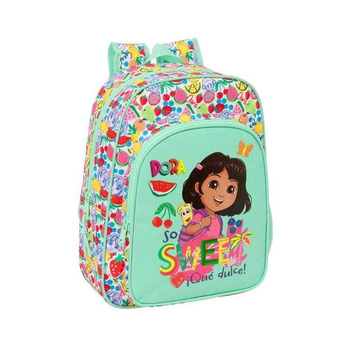 Safta Dora Mochila Infantil - Adaptable a Carro - Portabotellas - Hombreras Ergonomicas - Acolchadas y Comodas - Bolsillo Frontal - 10L - 260x110x340mm - Color Menta