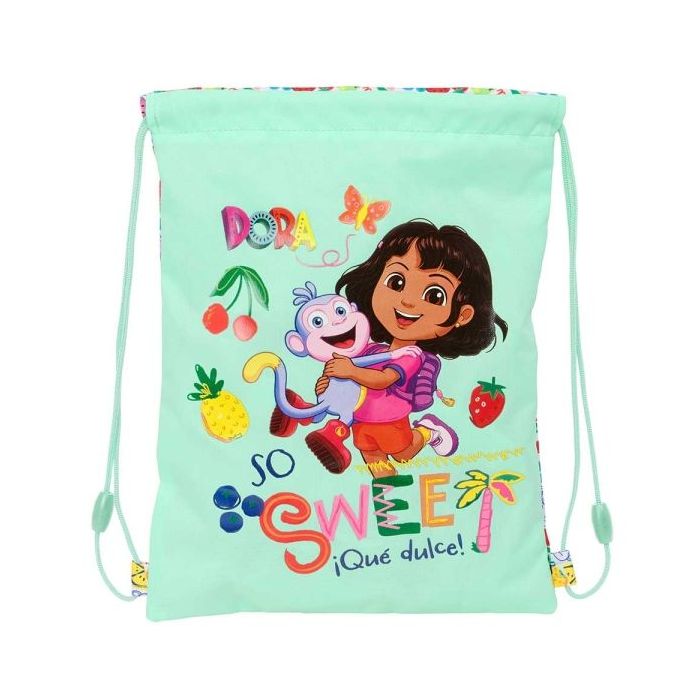 Safta Dora Saco Plano - Bolsillo con Cremallera - Cierre con Cordones - 3L - 260x10x340mm - Color Menta