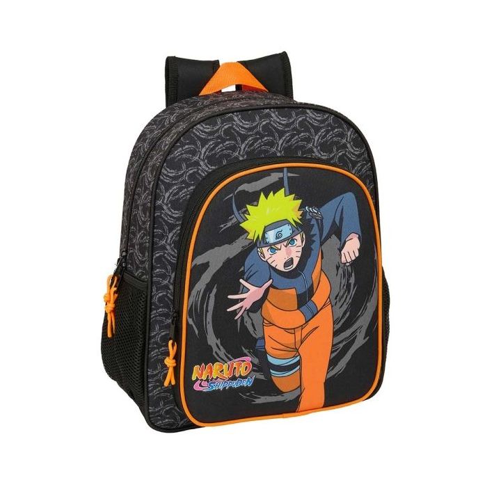 Safta Naruto Mochila - Adaptable a Carro - Bolsillos Laterales - Doble Tirador - Hombreras Acolchadas - Bolsillo Frontal - Asa de Mano - 15 L - 320x120x380mm - Color Negro