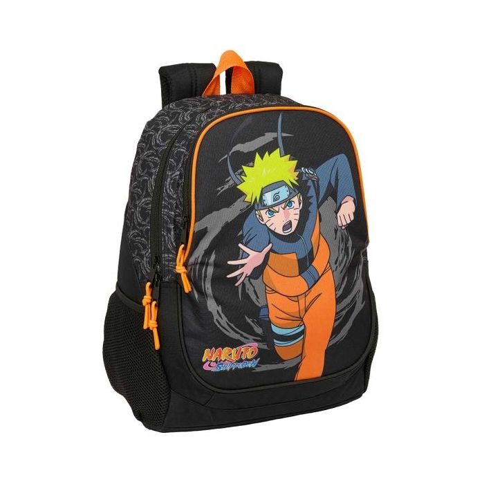 Safta Naruto Mochila Adaptable a Carro - Portabotellas - Dos Compartimentos Grandes - Tirador Doble - Hombreras Ergonomicas y Acolchadas - Asa de Mano Superior - 23L - 320x160x440mm - Color Negro