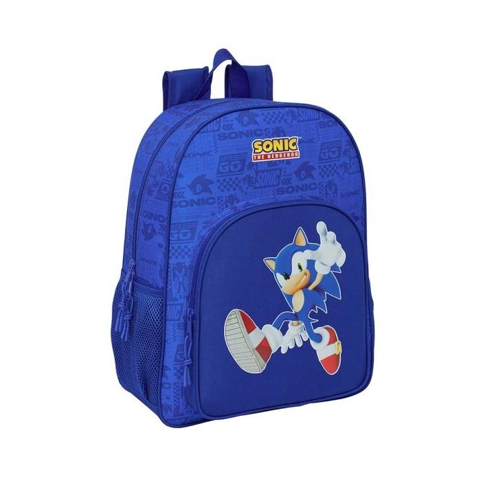 Safta Sonic Mochila Adaptable a Carro - Portabotellas - Doble Tirador en Cremallera - Hombreras Ergonomicas y Acolchadas - Asa de Mano Superior - 19L - 330x140x420mm - Color Azul Oscuro