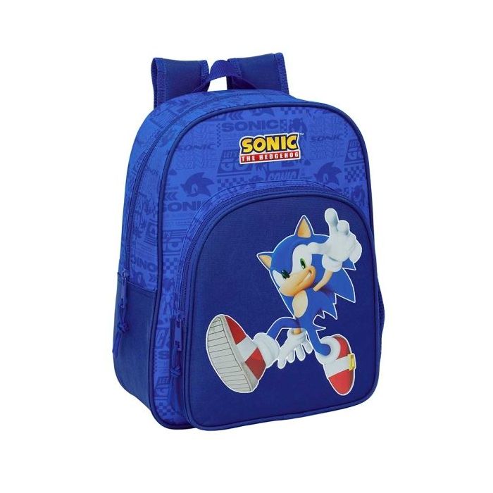 Safta Sonic Mochila Infantil - Adaptable a Carro - Portabotellas - Hombreras Acolchadas - Bolsillo Frontal - 10L - 260x110x340mm - Color Azul Oscuro